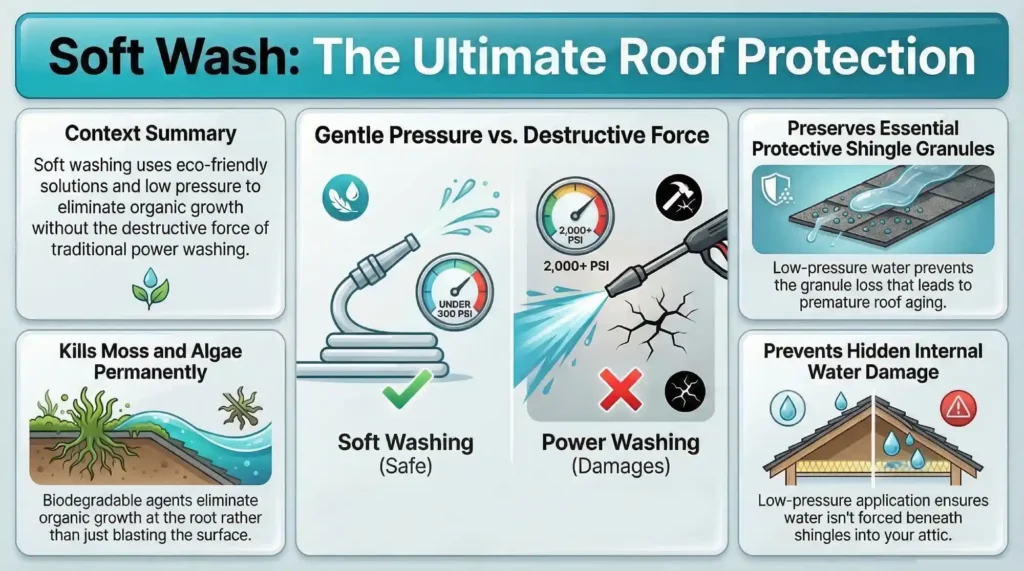 How Soft Wash Roof Cleaning Works